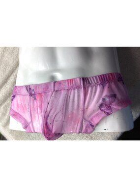 Sexy Butterfly Print Sheer Pink Mens Briefs*Gold Glitter*Pouch*Gay - Size L*NIP
